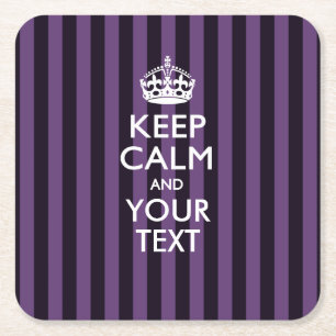 Personalised KEEP CALM AND Your Text for Purple Square Paper Coaster