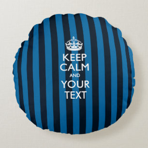 Personalised KEEP CALM AND Your Text for Sky Blue Round Cushion
