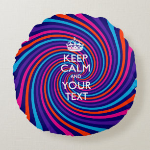Personalised KEEP CALM AND Your Text for Swirl Round Cushion