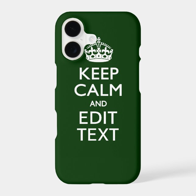 Personalised Keep Calm And Your Text Forest Green (Back)