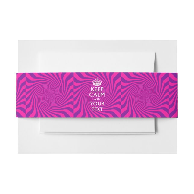Personalised KEEP CALM AND Your Text Girly Invitation Belly Band (Front Example)