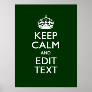 Personalised Keep Calm And Your Text Green Decor