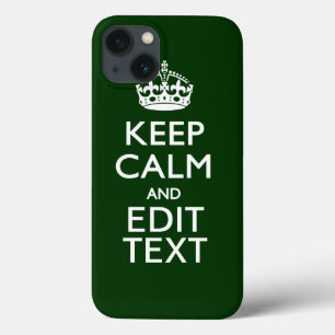 Personalised Keep Calm And Your Text Green Decor iPhone 13 Case