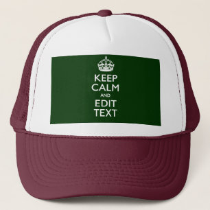 Personalised Keep Calm And Your Text Green Decor Trucker Hat