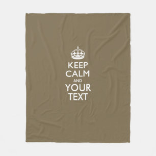 Personalised Keep Calm And Your Text in Taupe Fleece Blanket