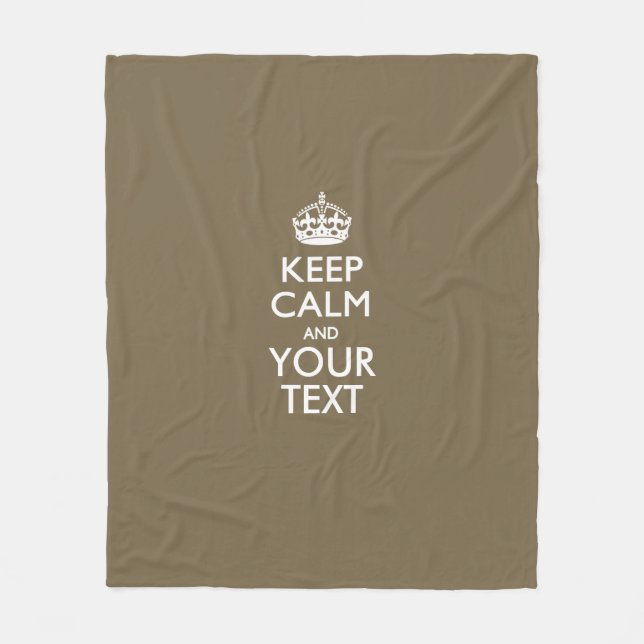 Personalised Keep Calm And Your Text in Taupe Fleece Blanket (Front)