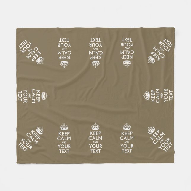 Personalised Keep Calm And Your Text in Taupe Fleece Blanket (Front (Horizontal))