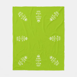 Personalised Keep Calm And Your Text Lime Green Fleece Blanket