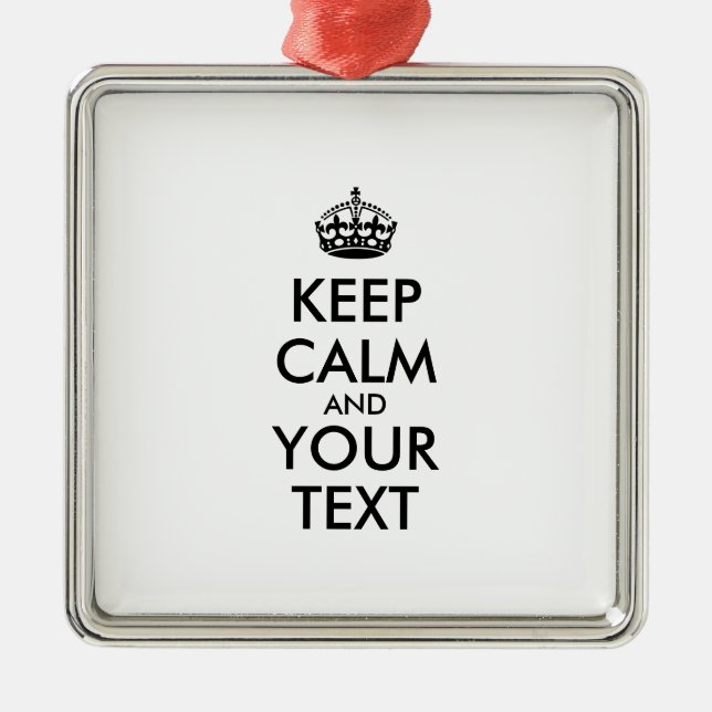 Personalised KEEP CALM and YOUR TEXT Metal Tree Decoration (Front)