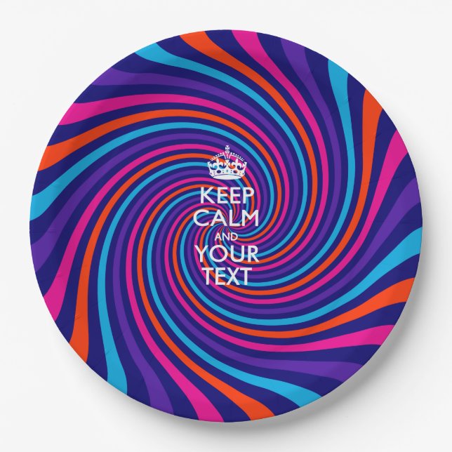 Personalised Keep Calm And Your Text Multicolored Paper Plate (Front)