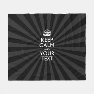 Personalised KEEP CALM and your text on burst Fleece Blanket