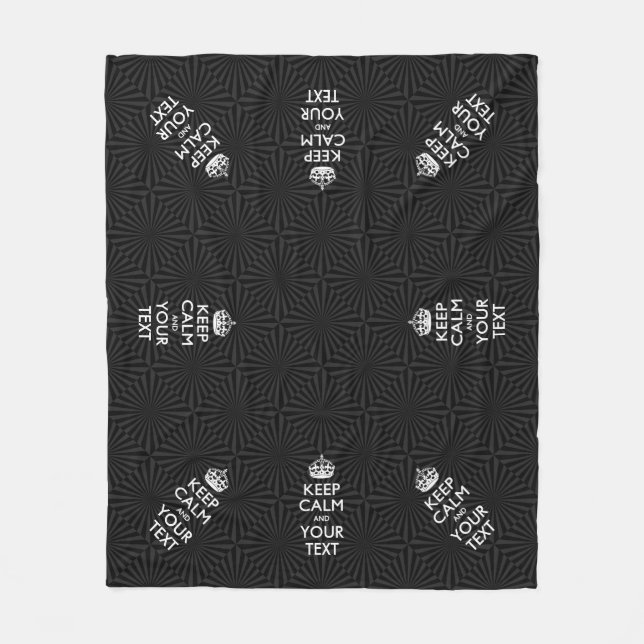 Personalised KEEP CALM and your text on burst Fleece Blanket (Front)