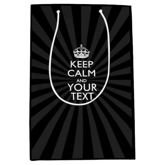 Personalised KEEP CALM and your text on burst Medium Gift Bag (Front)