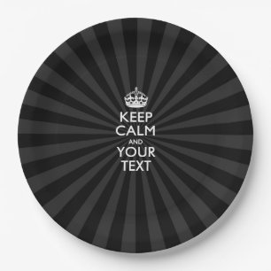 Personalised KEEP CALM and your text on burst Paper Plate