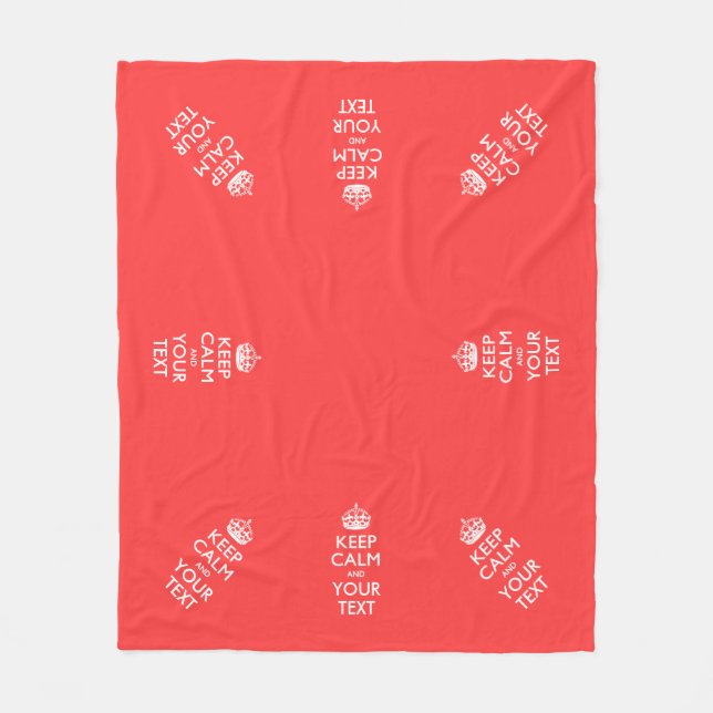 Personalised KEEP CALM and your text on Coral Fleece Blanket (Front)