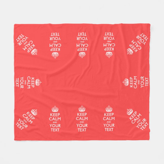 Personalised KEEP CALM and your text on Coral Fleece Blanket (Front (Horizontal))