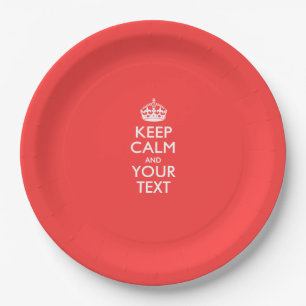 Personalised KEEP CALM and your text on Coral Paper Plate
