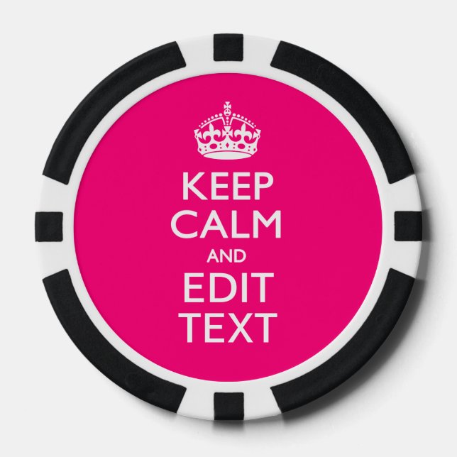 Personalised KEEP CALM AND Your Text on Fuchsia Poker Chips (Front)