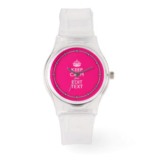 Personalised KEEP CALM AND Your Text on Fuchsia Watch