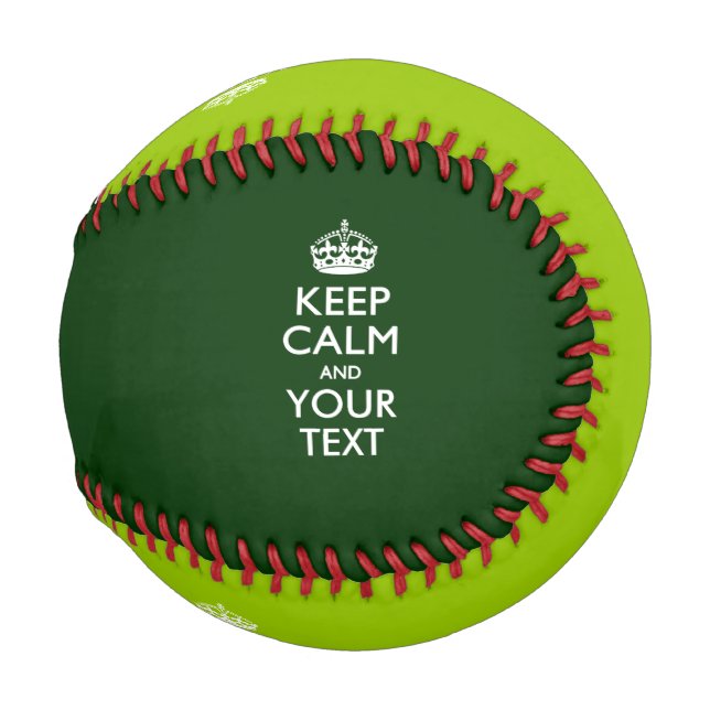 Personalised KEEP CALM and your text on green Baseball (Back Left)