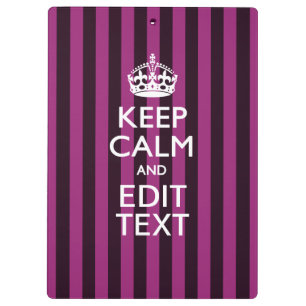 Personalised KEEP CALM and Your Text on Pink Clipboard