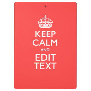 Personalised KEEP CALM and your text on Pink Coral Clipboard