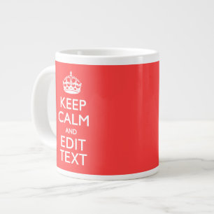 Personalised KEEP CALM and your text on Pink Coral Large Coffee Mug