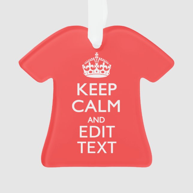 Personalised KEEP CALM and your text on Pink Coral Ornament (Front)