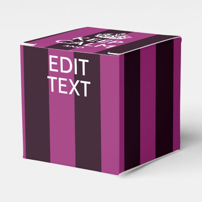 Personalised KEEP CALM and Your Text on Pink Favour Box (Front Side)
