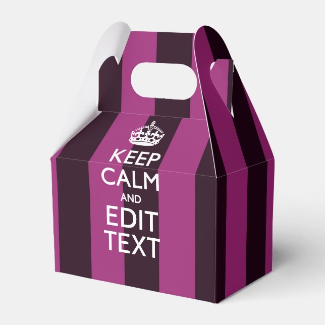 Personalised KEEP CALM and Your Text on Pink Favour Box (Front Side)