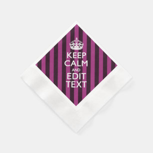 Personalised KEEP CALM and Your Text on Pink Napkin
