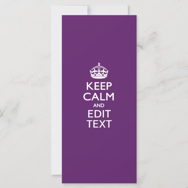 Personalised KEEP CALM AND Your Text on Purple (Front)