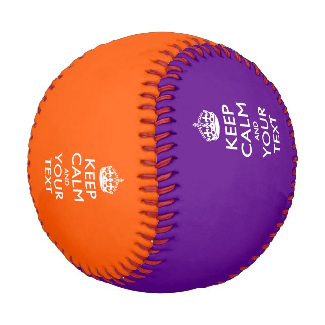 Personalised KEEP CALM and your text on purple Baseball (Angled)