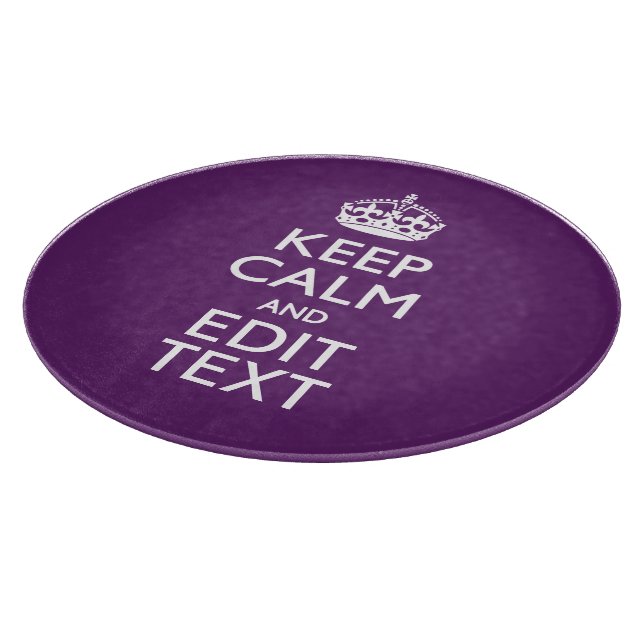 Personalised KEEP CALM AND Your Text on Purple Cutting Board (Corner)