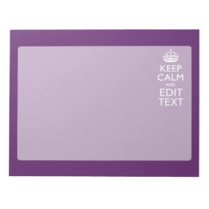 Personalised KEEP CALM AND Your Text on Purple Notepad