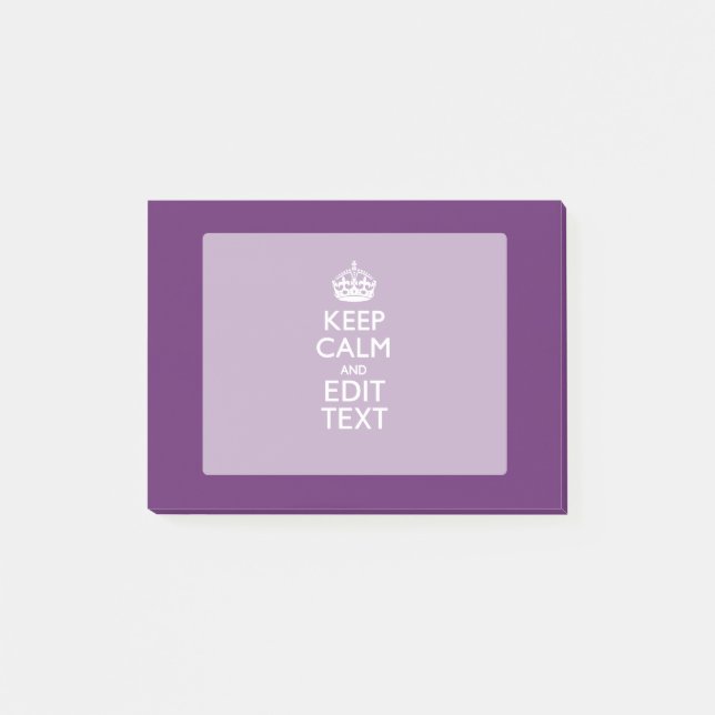 Personalised KEEP CALM AND Your Text on Purple Post-it Notes (Front)