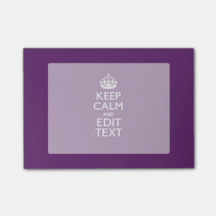 Personalised KEEP CALM AND Your Text on Purple Post-it Notes