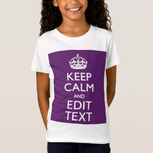Personalised KEEP CALM AND Your Text on Purple T-Shirt