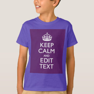 Personalised KEEP CALM AND Your Text on Purple T-Shirt