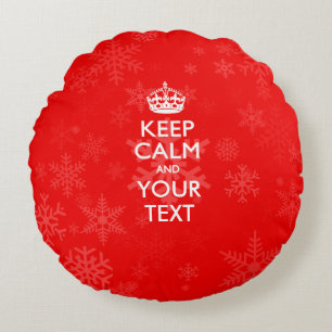 Personalised KEEP CALM AND Your Text on Red Round Cushion