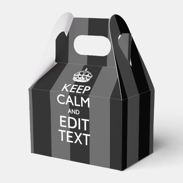 Personalised KEEP CALM AND Your Text on Stripes Favour Box (Front Side)
