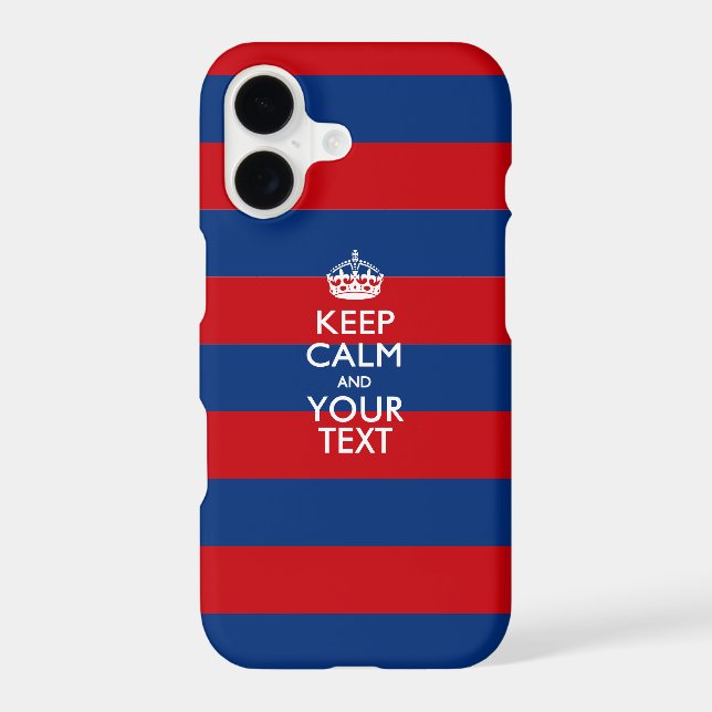 Personalised KEEP CALM AND Your Text on Stripes iPhone Case (Back)