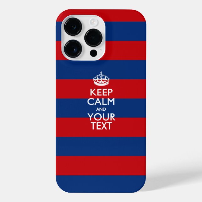 Personalised KEEP CALM AND Your Text on Stripes iPhone Case (Back)