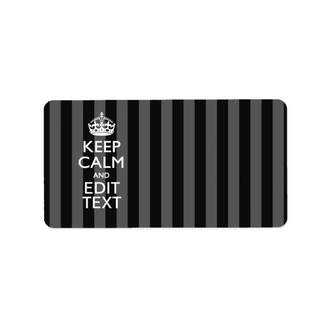 Personalised KEEP CALM AND Your Text on Stripes Label (Front)