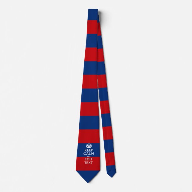 Personalised KEEP CALM AND Your Text on Stripes Tie (Front)