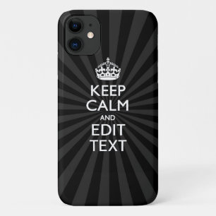 Personalised KEEP CALM and your text on Sunburst iPhone 11 Case
