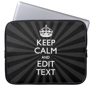 Personalised KEEP CALM and your text on Sunburst Laptop Sleeve