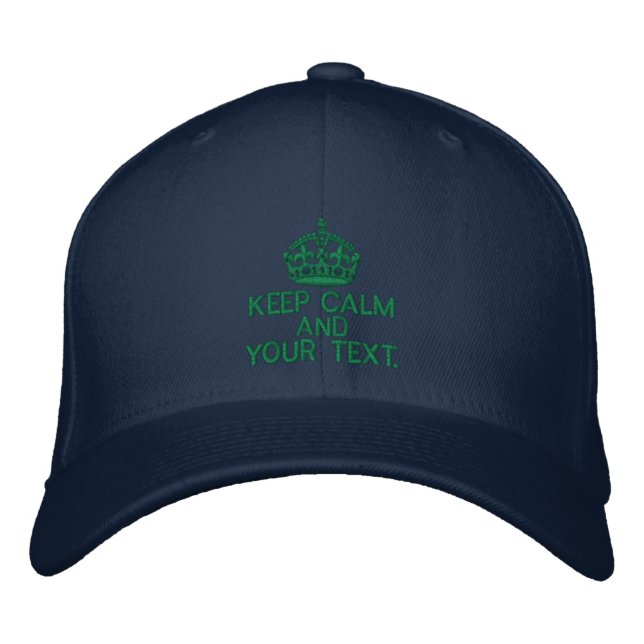Personalised KEEP CALM AND Your Text Original Embroidered Hat (Front)