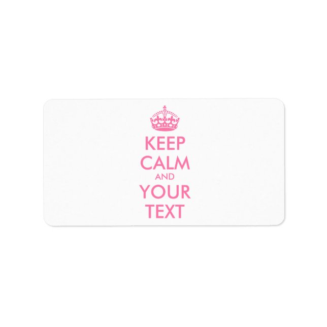 Personalised KEEP CALM and YOUR TEXT - pale pink Label (Front)