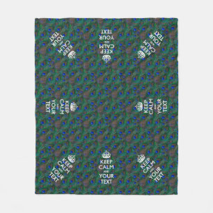 Personalised Keep Calm And Your Text Peacock Fleece Blanket